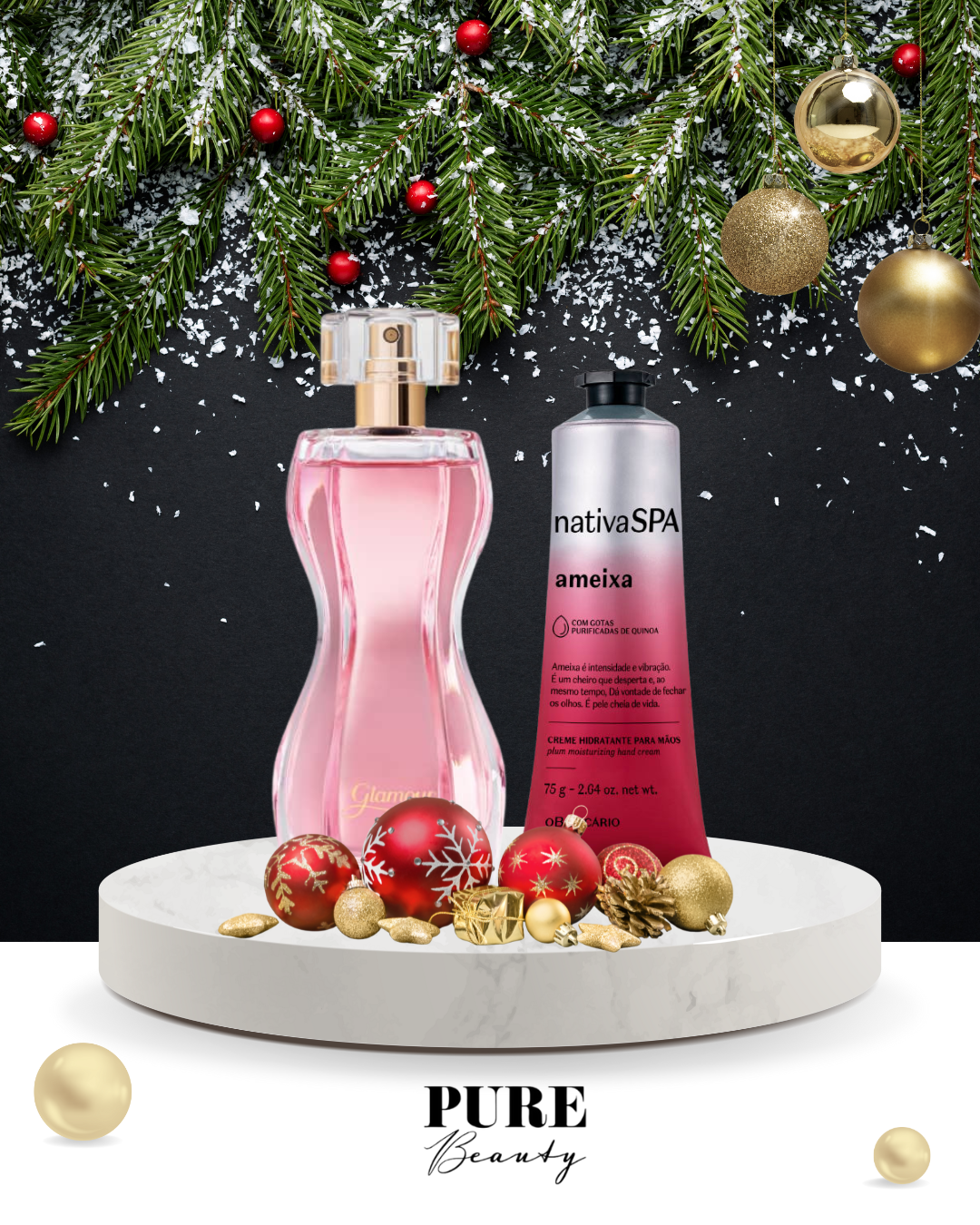 Kit Presente Glamour e Creme de Mãos Ameixa