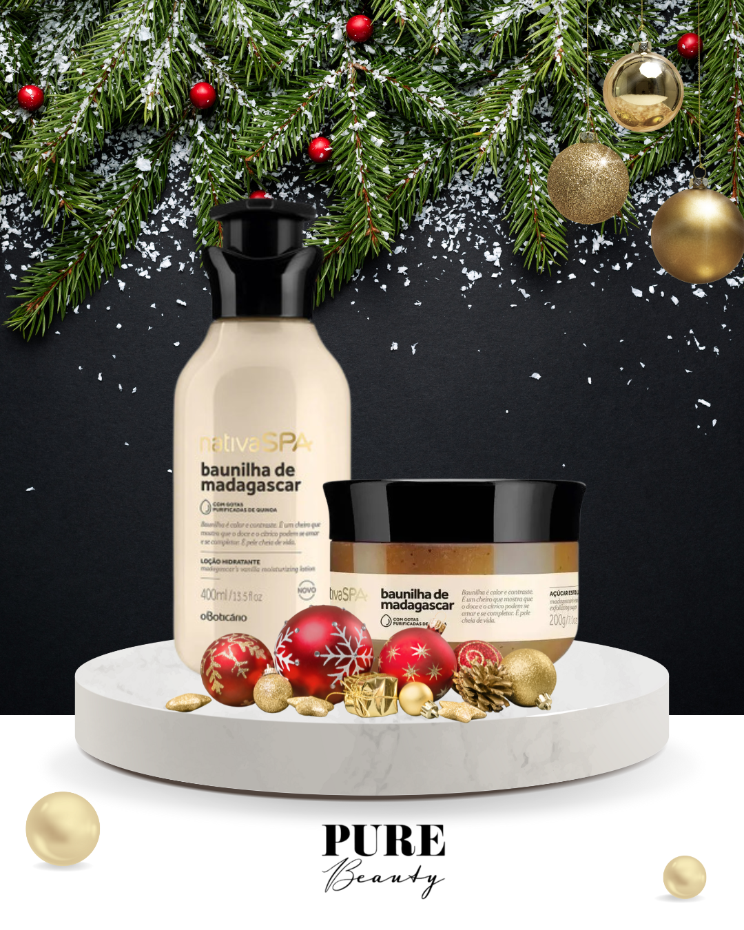 Coffret Presente Loção e Esfoliante Corporal Baunilha de Madagascar