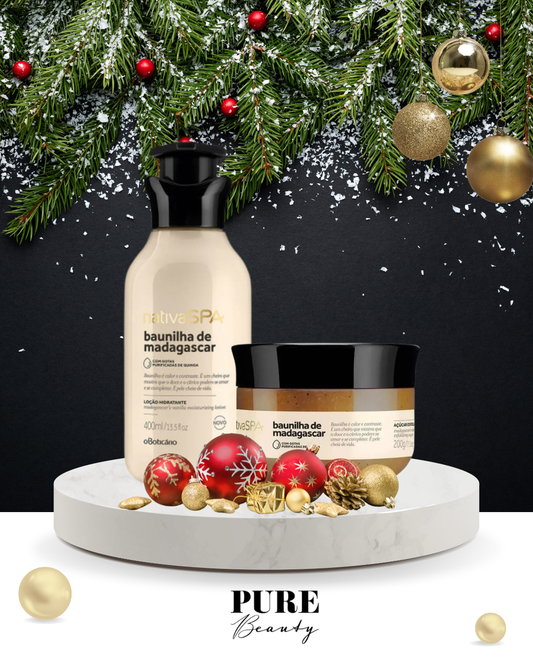 Coffret Presente Loção e Esfoliante Corporal Baunilha de Madagascar