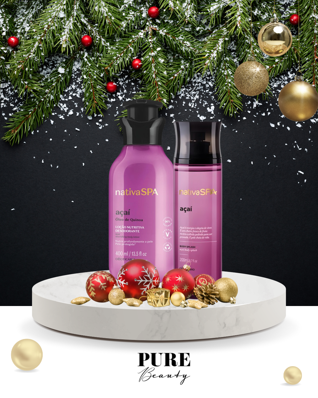 Kit Presente Loção Corporal e Body Splash Açaí