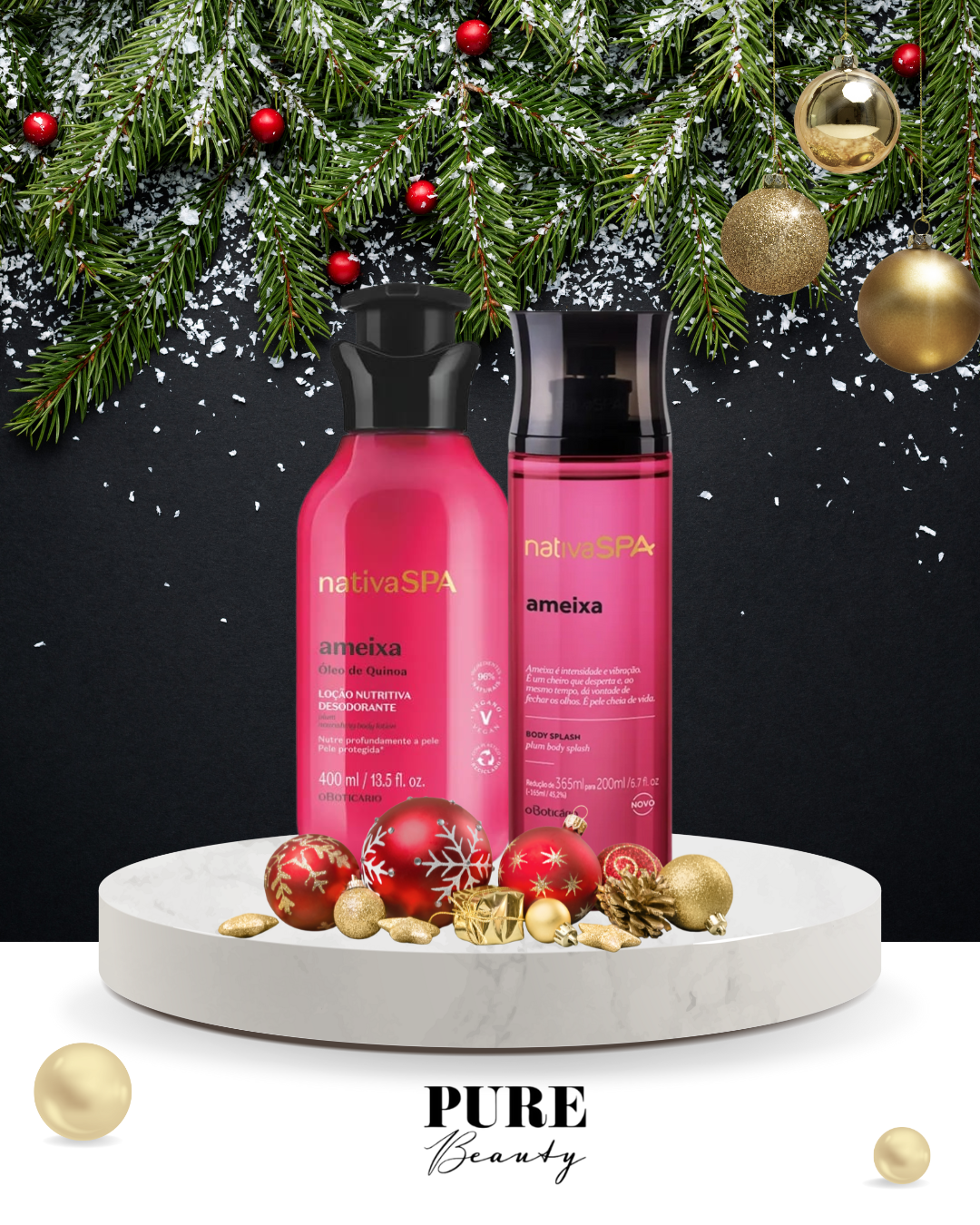 Kit Presente Loção Corporal e Body Splash Ameixa