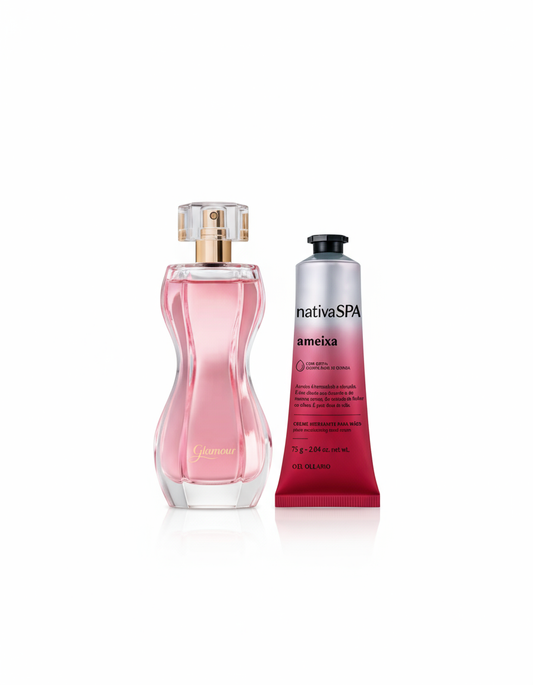 Kit Presente Glamour e Creme de Mãos Ameixa