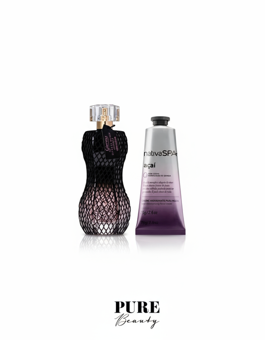 Kit Presente Glamour Secrets Black e Creme de Mãos Açaí