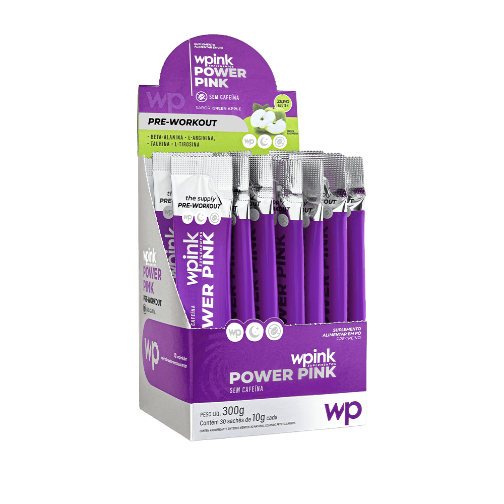 Power Pink sem Cafeína de Maçã Verde - Pré-treino - 300g