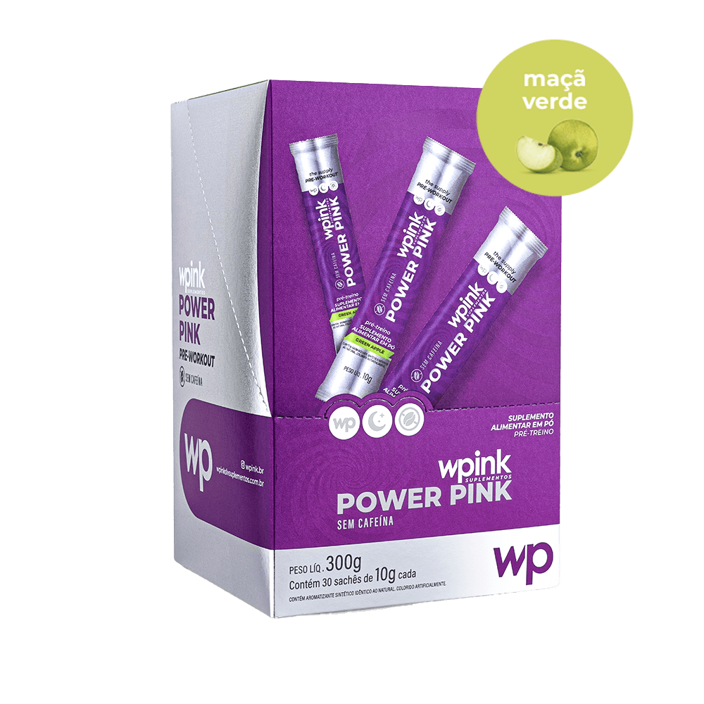 Power Pink sem Cafeína de Maçã Verde - Pré-treino - 300g