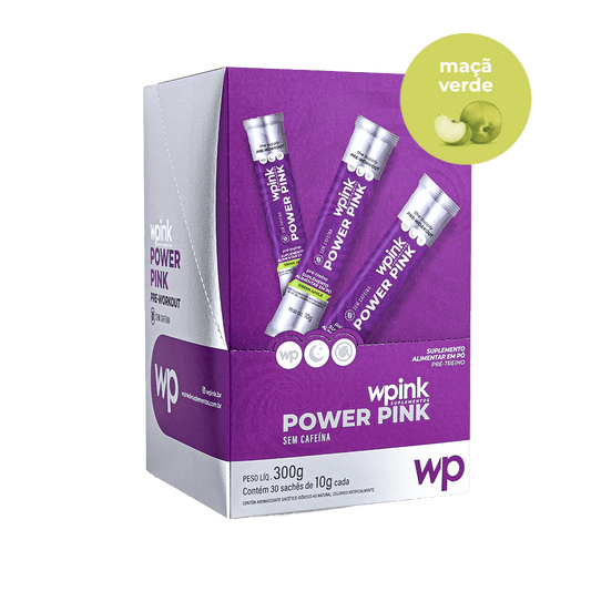 Power Pink sem Cafeína de Maçã Verde - Pré-treino - 300g