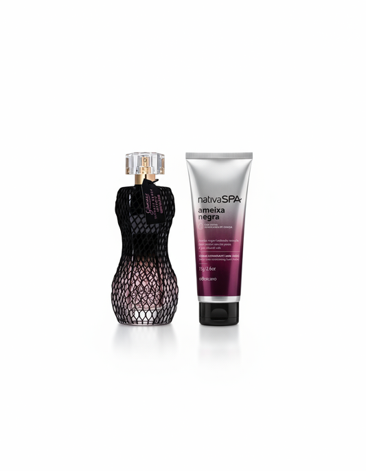 Kit Presente Glamour Secrets Black e Creme de Mãos Ameixa Negra