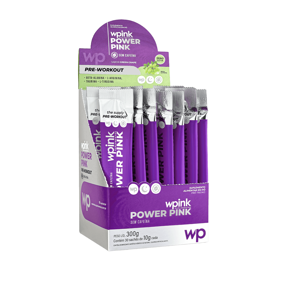 Power Pink sem Cafeína de Uva Verde - Pré-treino - 300g
