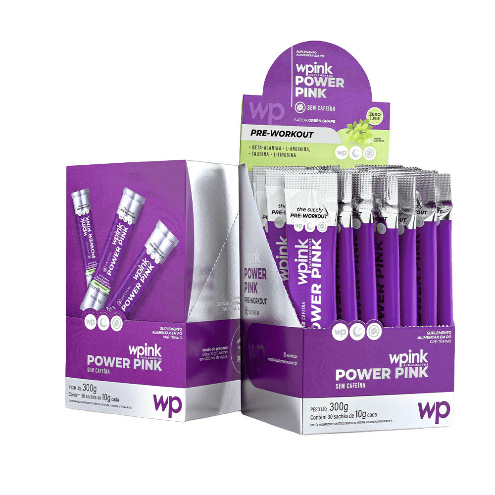 Power Pink sem Cafeína de Uva Verde - Pré-treino - 300g