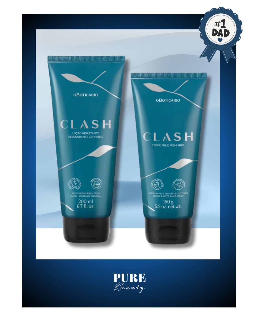 Kit Clash - Loção Hidratante Corporal + Creme Pré e Pós-Barba - O Boticário
