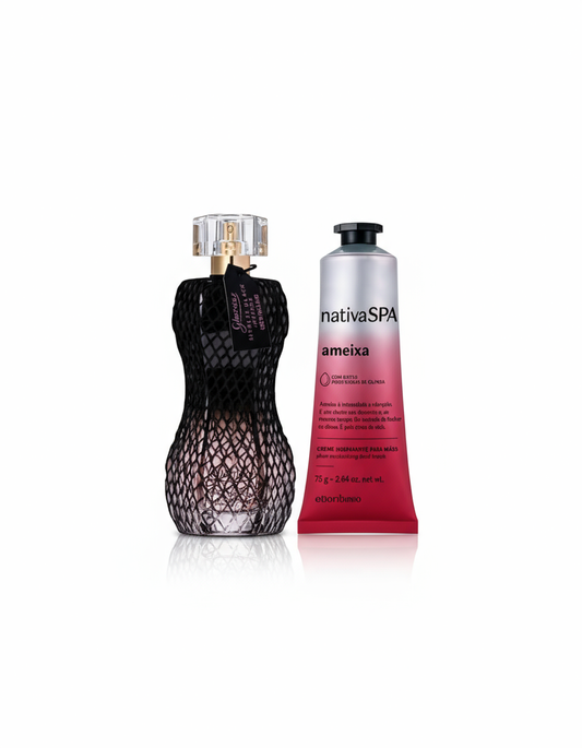 Kit Presente Glamour Secrets Black e Creme de Mãos Ameixa