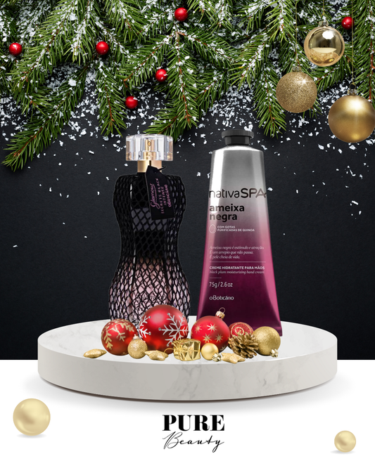 Kit Presente Glamour Secrets Black e Creme de Mãos Ameixa Negra
