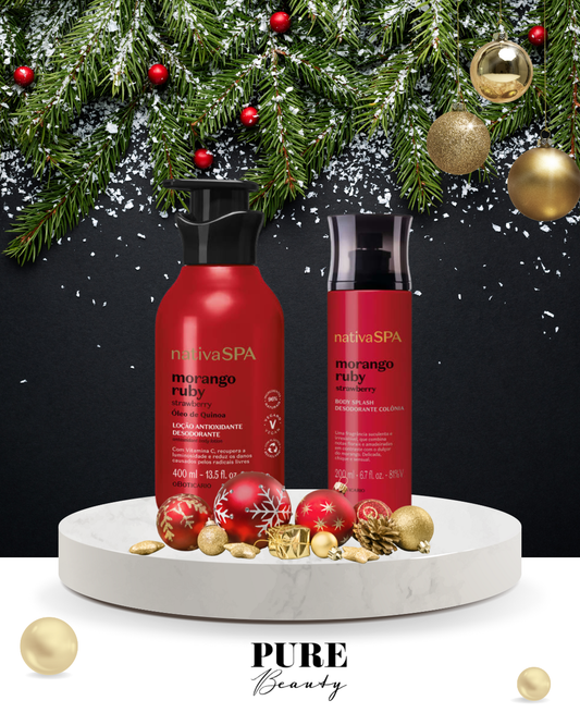 Coffret Presente Loção Corporal e Body Splash Morango Ruby