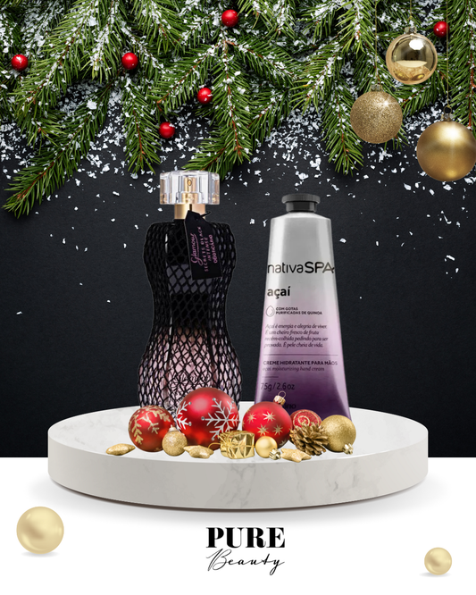 Kit Presente Glamour Secrets Black e Creme de Mãos Açaí