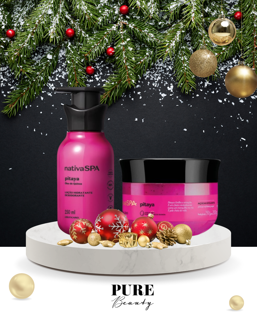 Coffret Presente Loção e Esfoliante Corporal  Pitaya
